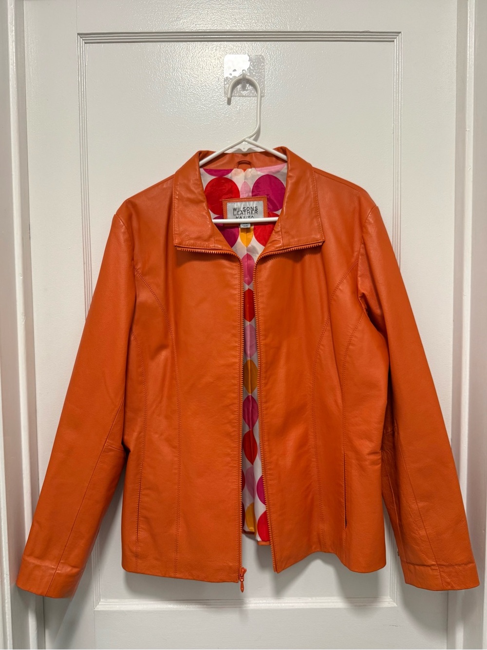 Wilsons Leather Maxima Pumpkin Orange Genuine Leather Jacket XL